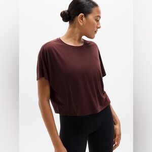 Athleta With Ease Crop Tee brown Short Sleeve Tee Size XL Workout Athletic